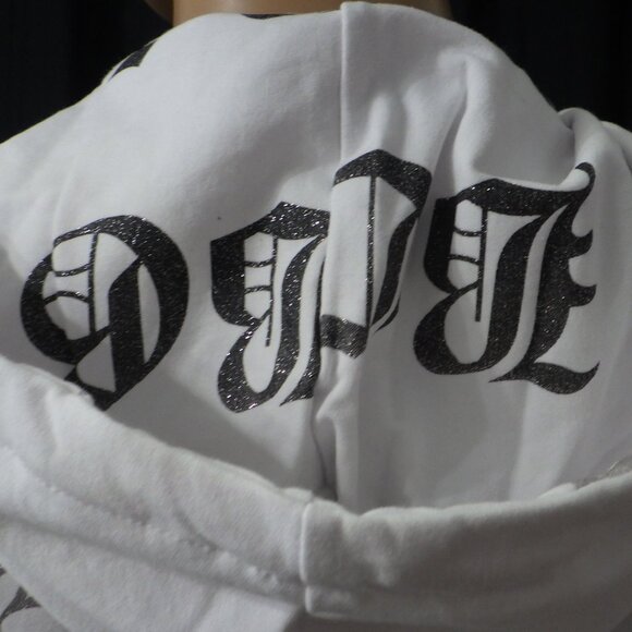 NWT BCBG sz MED LG XL 95% cotton WHITE WITH OMBRE GLITTER LOGO 2PC TRACKSUIT - Picture 14 of 16